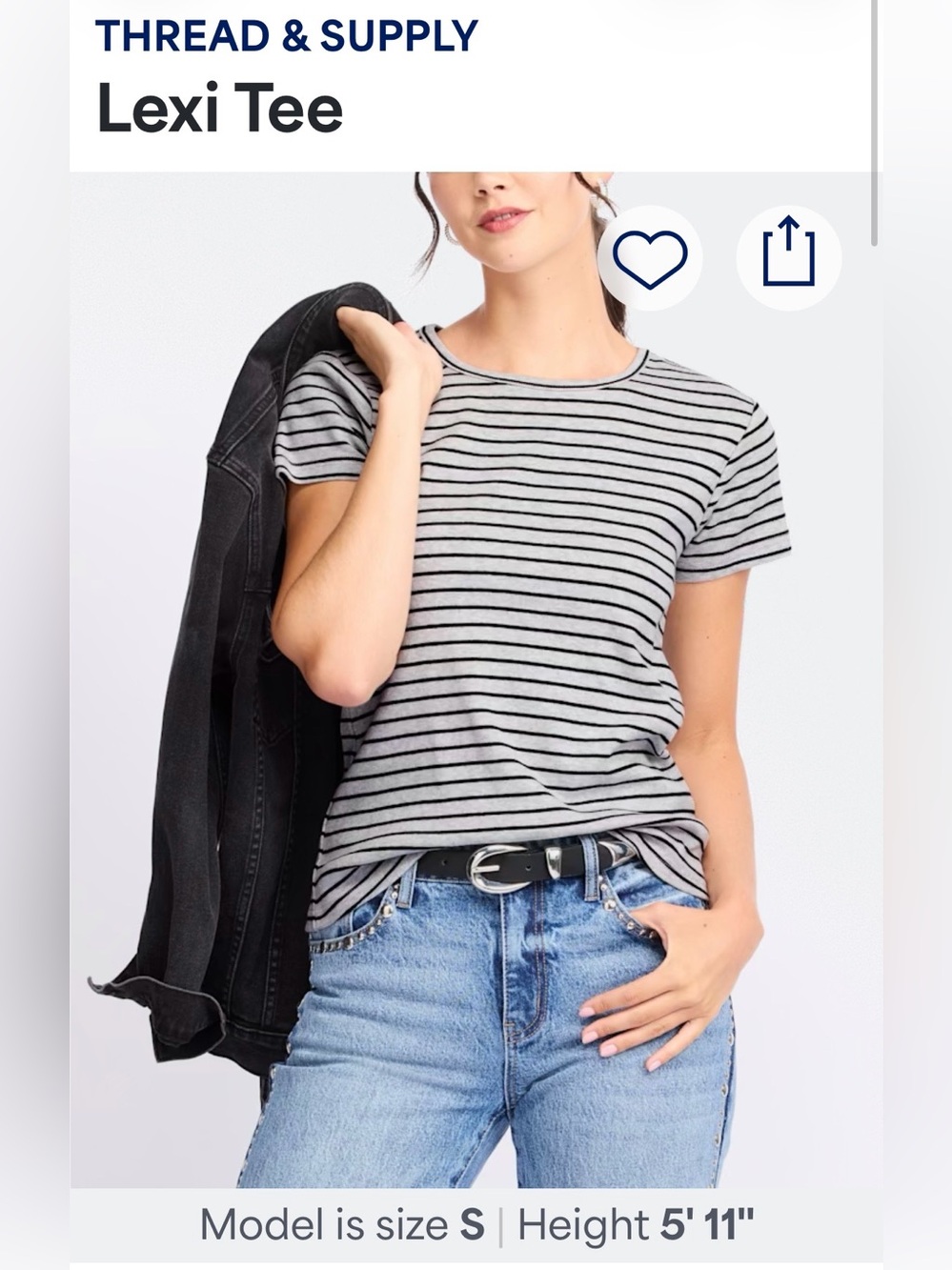 THREAD & SUPPLY Lexi Tee - Black/Gray Striped (Small)